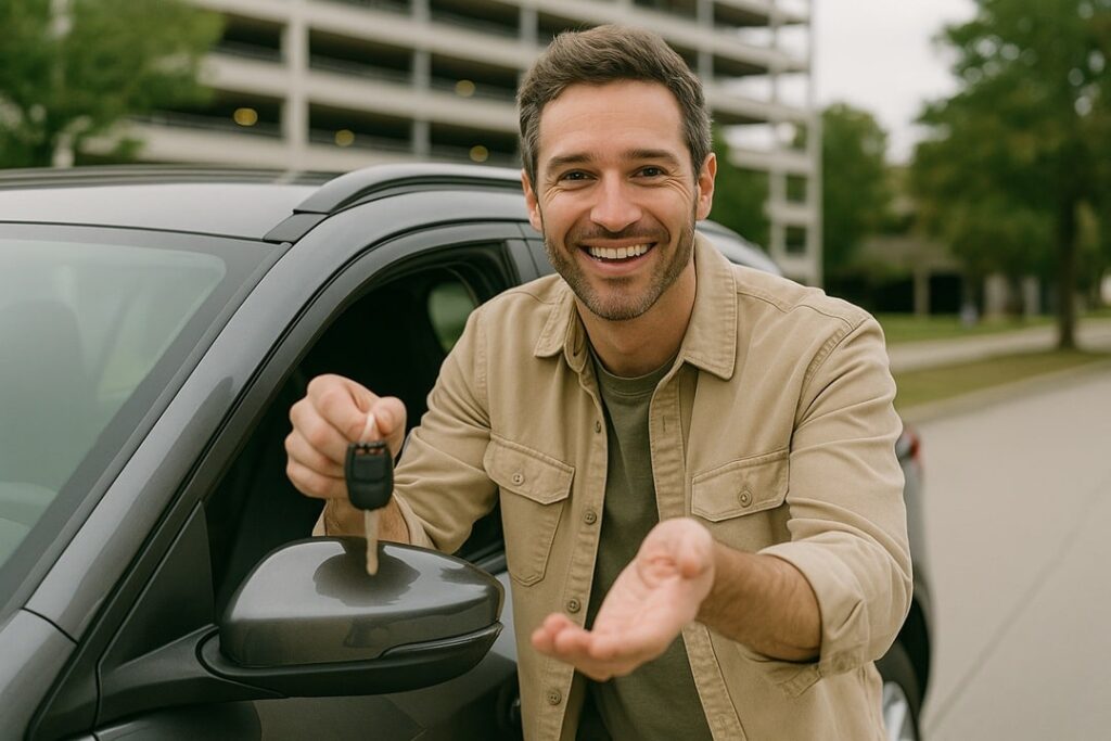 a man holding car keys